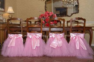 Livraison gratuite sur mesure dentelle Tulle chaise ceintures chaise de fête gaze dos ceinture chaise décoration couvre fête mariage Suppies