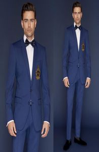 Trajes de boda para hombre hechos a medida Color azul chaqueta de dos piezas pantalón esmoquin formal para hombres de negocios ropa de novio de buena calidad Set9218930