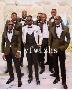 Custom-made One Button Groomsmen Shawl Lapel Groom Tuxedos Men Suits Wedding/Prom/Dinner Best Man Blazer(Jacket+Pants+Tie+Vest) W389