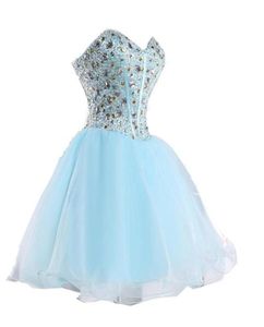 Vestidos de cóctel de amor a medida que brillan Crystal Organza Sorth Party Dress LaceUp Back Match Boots9783218