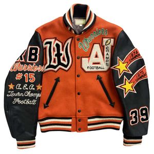 Fabricante personalizado de alta calidad Vintage invierno y otoño chaquetas universitarias de béisbol de cuero para hombres 28