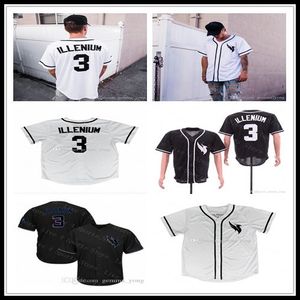 Personnalisé Hommes Femmes Jeunes Enfants 3 ILLENIUM Baseball Ed Crew-cou Jerseys Taille S-4XL Livraison Gratuite Haute Qualité Blanc Noir Chemises De Sport