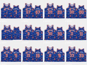 Personalizado Hombres Mujeres Jóvenes New York''Knicks''Hombres Dennis Smith R.J.Barrett Earl Monroe Taj Gibson Blue Tear Up Pack Custom Hardwood''Classics Jersey