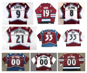 Mujeres para hombres personalizados jóvenes Colorado''avalanche''hockey Jersey Rob Blake Teemu Selanne Theoren Fleury Joe Sakic Claude Lemieux Peter Forsberg Patrick Roy Ray Bourq