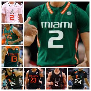 Camiseta de baloncesto personalizada de los Miami Hurricanes Camiseta cosida de la NCAA Cualquier nombre Número Hombres Mujeres Jóvenes bordados 3 Christian Watson 13 Jakai Robinson 24 Nijel Pack