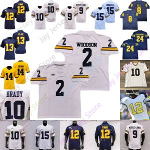 PERSONALIZADO Michigan Wolverines Football Jersey NCAA College Aidan Hutchinson Tom Brady Charles Woodson Cade McNamara Blake Corum J.J. McCarthy D.