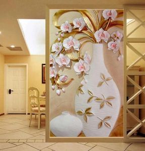 Murale personnalisée 3D Corridor d'entrée en vase en relief en relief PO moderne Designs Home Decor Self Adhesive Wallpapers Living Room 3026058