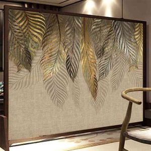 Papier Peint Mural Personnalisé Pour Les Murs De La Chambre 3D Art Moderne Feuilles TV Fond Peinture Murale Salon Salle À Manger Décor Papier 210722