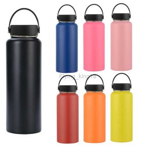 Custom Name 40oz Large Capacity Thermal Hydro Stainless Steel Water Bottle with Straw Lid Vacuum Insulated Flask Thermos Sport HKD230803