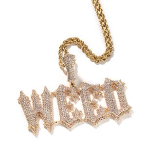 Nombre personalizado cepillo guión letra colgante cadena mujeres hombres HipHop collar Iced Out Zircon personalizado Rock rapero joyería