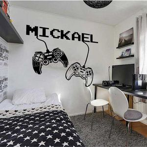 Nom personnalisé Game Control Sticker mural Gamer Nom personnalisé Sticker mural Game Playroom Decor Vinyl Boys Kids Room Decor Z866 210705