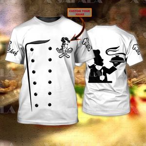 Nombre personalizado Master Chef Kitchen 3D Impreso Top Tee Camiseta de fibra de leche de alta calidad Verano Cuello redondo Hombres Mujer Casual Top 5 220704gx