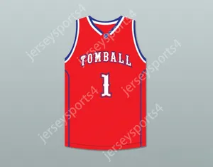 Custom nay mens Youth / Kids Jimmy Butler 1 Tomball High School Cougars Red Basketball Jersey Top cousé S-6XL