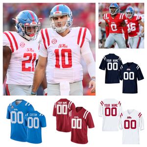 Custom NCAA College Ole Miss Rebels Football Jerseys 14 Bo Wallace 10 Chad Kelly Eli Manning 18 Achie Manning 49 Patrick Willis 2 Matt Corral 24 Conner Drummond