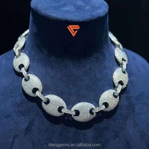 Collar personalizado de 20 mm de joya de hip hop joyas de joyas de hop de lujo moissnaite hielo afuera cadena de enlace cubano para hombres