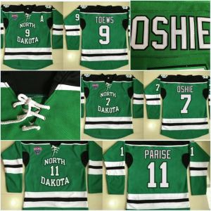 CUSTOM Dakota du Nord Fighting Sioux 3 Tucker Poolman 7 TJ Oshie 9 Jonathan Toews 11 Zach Parise 16 Brock Boeser Maillot de hockey 100 % cousu pour hommes