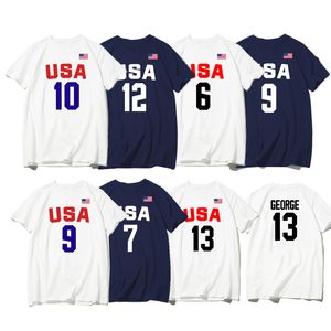 Numéro personnalisé Summer Style Quick Dry Loose Tooling Fitness Plain USA Male O Collar T-shirt en coton Kits d'équipe personnalisables 220616
