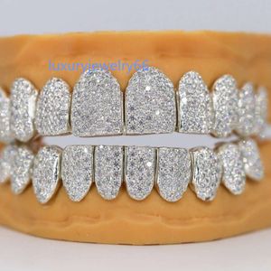 Custom permanent Vvs Moissanite Diamond Grillz iced out bussed down hip hop jewelry for rappers luxury personalised grille