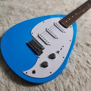 Custom Phantom Hutchins Brian Jones Vox Tear drop Signature Blue Guitare électrique Micros à simple bobinage White Pickguard Tremolo Bridge Vintage Tuners