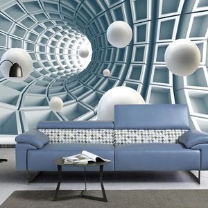 Papel de pared de foto personalizado 3D estereoscópico círculo bola espacio abstracto Mural sala de estar sofá TV Fondo diseño moderno papel tapiz