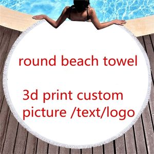 Imagen personalizada Toalla de playa redonda personalizada Po 3D Impreso Regalo Baño con borlas Microfibra Gota 220607