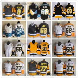 CUSTOM Pittsburgh''Penguins''Film Maillot de hockey vintage Rétro CCM Broderie 68 Maillot Jaromir Jagr 77 Paul Coffey 8 Maillots Mark Recchi