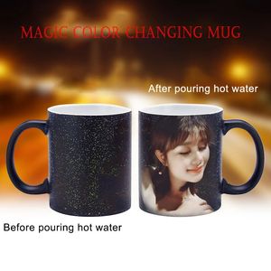 Taza mágica Po personalizada, tazas de café, cambio de color con temperatura, taza de lentejuelas negra a Po, regalo único, taza de té 231228