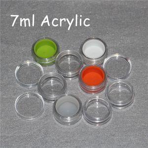 Récipient en plastique d'impression personnalisée avec doublure en silicone 3 ml 5 ml 6 ml 7 ml 10 ml pot acrylique pour cire dab bho, récipients en cire transparente acrylique