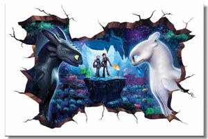 Mural de la pared de impresión personalizada Cómo entrenar a su dragón 3 póster Httyd 3d Wall Sticker Fondos de pantalla sin dientes Documentos de comedor 08664297858