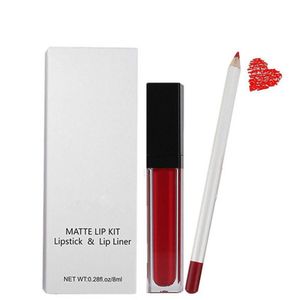 Marque privée personnalisée 2 en 1 Lip Gloss Liner Kit Whole Waterproof 12 couleurs Matte Liquid Lipgloss Lipliner Pencil Set No Logo M174E