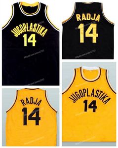 Custom Retro Dino # 14 Radja Jugoplastika Baloncesto Jersey Hombres Cosido Negro Amarillo Cualquier Nombre Número Tamaño S-4XL Chaleco Jerseys