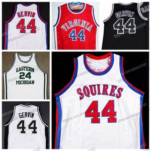 Custom Retro GEORGE # 44 GERVIN Virginia Squires College Basketball Jersey Todo cosido Blanco Rojo Negro Tamaño S-4XL Cualquier nombre Número Camisetas de chaleco de calidad superior