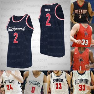 Personalizado Richmond Spiders Baloncesto Jerseys Jacob Gilyard Nick Sherod Blake Francis Nathan Cayo Grant Golden Johnny Newman Connor