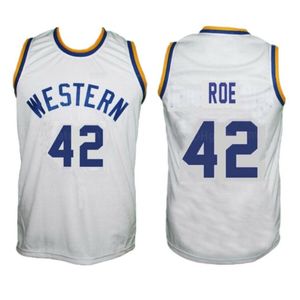 Maillot de basket-ball personnalisé Ricky Roe #42 Western Blue Chips, film blanc cousu avec n'importe quel nom et numéro, taille S-4XL