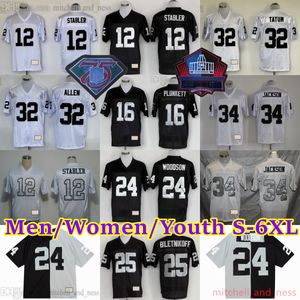 Fútbol de retroceso S-6XL personalizado 12 Ken Stabler Jersey 1963-1999 Costa 37 Lester Hayes 24 Willie Brown 16 Jim Plunkett 63 Gene Upshaw 78 Art Shell Jerseys