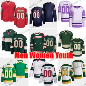 Custom S-6XL Movie College Hockey viste Jersey Kirill Kaprizov Matt Dumba Jared Spurgeon Marc-Andre Fleury Calen Addison Caedan Bankier Matt Boldy