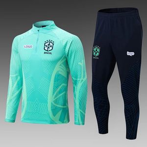 Ensemble personnalisé d'uniforme d'entraînement de football de l'équipe nationale brésilienne, matériau à séchage rapide, manches longues, peut être imprimé 240306