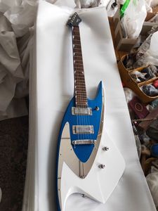 Custom Shop Finition Métallique Bleu Guitare Électrique Forme Spéciale Matériel Chrome