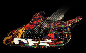 Tienda personalizada Jack PC1 Firmado 30 aniversario Phil Collen Splatter Guitarra eléctrica pintada a mano Floyd Rose Tremolo Bridge Black Ha6488246