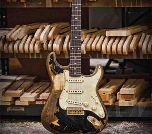 Tienda personalizada John Mayer Tribute Strat Black 1 John Cruz MasterBuilt Heavy Relic St Electric Guitar Nitrolacquer Paint envejecido Chrome 9265918