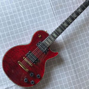 Custom shop, fabriqué en Chine, guitare électrique de haute qualité, guitare rouge, matériel doré, touche en palissandre, livraison gratuite