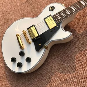 Guitare électrique Custom shop Snow White LP, guitare en acajou massif, manche une pièce, vente en gros et au détail