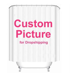 Rideau de douche personnalisé, imperméable, pour salle de bain, Photo personnalisée, décor de bain en Polyester avec crochets