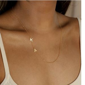 Collar personalizado con letra inicial lateral de acero inoxidable, Color dorado, joyería para mujer, regalo de aniversario