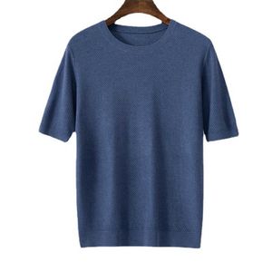 Sweaters de verano sedoso personalizado Hombres Camiseta de seda redonda de cuello Hombres delgada Top de comercio