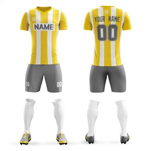Ensembles de maillots de football personnalisés pour hommes / jeunes Stripes verticales Numéro d'impression Numéro de gibier de jeu Outdoor Shirts Sports 240430