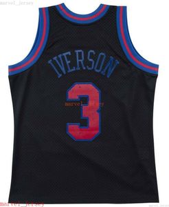 Customed Allen Iverson #3 Black Rings 1996-97 Jersey XS-6XL Mensos para hombres Jerseys de baloncesto