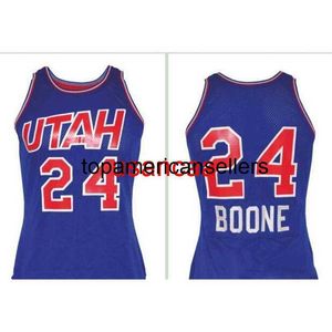 Custom Vintage Men # 24 Ron Boone Basketball Jersey 1971-72 Road RETRO Home Mesh tissu Broderie complète n'importe quel nom numéro College