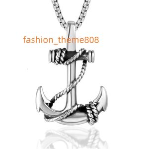 Collier à maillons de chaîne cubaine personnalisé, pendentif, bijoux en argent et acier inoxydable, tendance, gros ancre, vente en gros