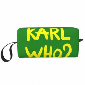 Custom Yellow Karl Who Slogan Travel Cosmetic Bag Mujeres Artículos de tocador Maquillaje Organizador Lady Beauty Storage Dopp Kit 942O #